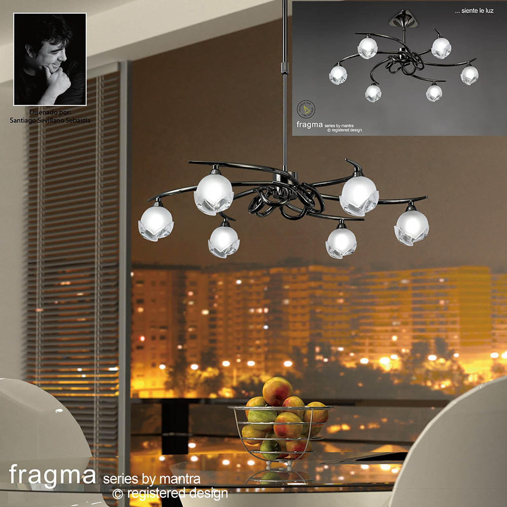 Fragma Black Chrome Ceiling Lights Mantra Multi Arm Fittings
